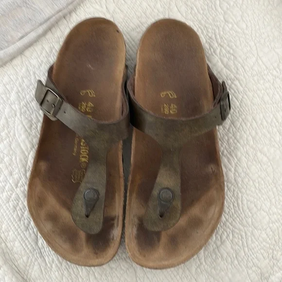 Bronze birkenstocks sales
